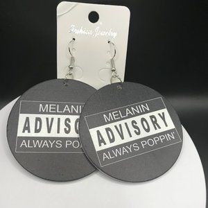 NWT Wooden Exquisite African Beauty Print Round Dangle Earrings Bohemian